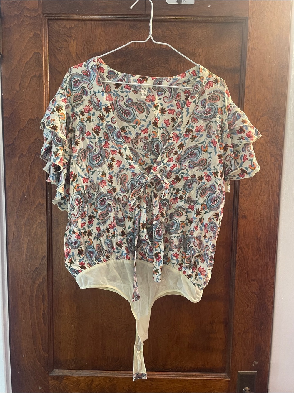Free People Women’s Paisley Tie-Front Bodysuit Top - Multicolor